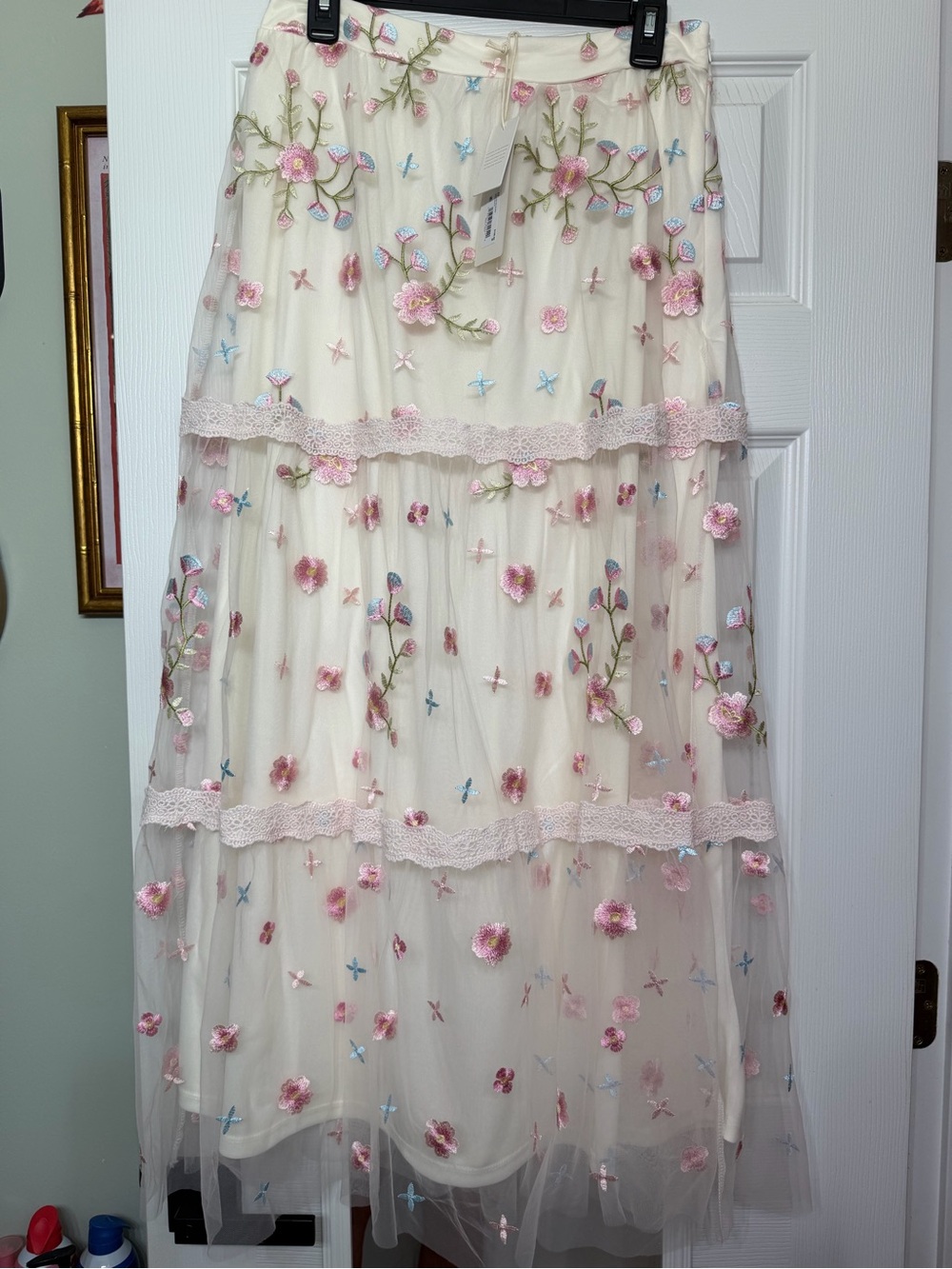 Altar'd State Ambrose Floral Embroidered Maxi Skirt NWT